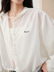 Women's Casual Pearlescent Hooded Shacket