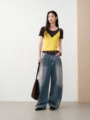 Women's Caramel Tencel-Mix Tee & Bottoms Set