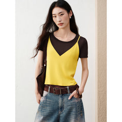Women's Caramel Tencel-Mix Tee & Bottoms Set