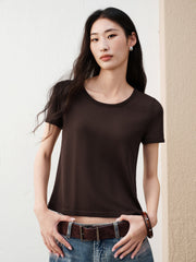 Women's Caramel Tencel-Mix Tee & Bottoms Set