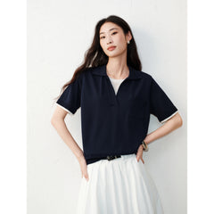 Women's Casual Faux-Layer Knit Short-Sleeve Top