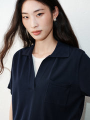 Women's Casual Faux-Layer Knit Short-Sleeve Top