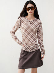 Women's Casual Plaid Waist-Gathered Skin Jacket