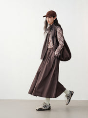 Women's Casual  Plaid-Panel Drawstring Vest