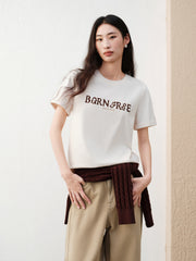 Women's Casual Embroidered Letter Print T-Shirt