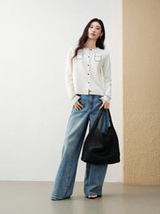 Women's Chanel-Style Diamond-Pattern Knit Cardigan