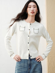 Women's Chanel-Style Diamond-Pattern Knit Cardigan