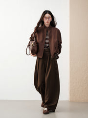 Women's barn-style cropped stand-collar jacket