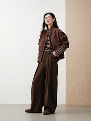 Women's barn-style cropped stand-collar jacket