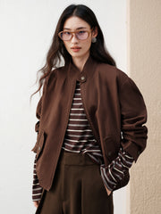 Women's barn-style cropped stand-collar jacket