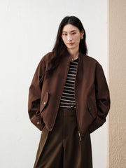 Women's barn-style cropped stand-collar jacket