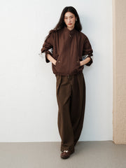 Women's barn-style cropped stand-collar jacket
