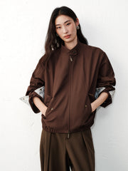 Women's barn-style cropped stand-collar jacket