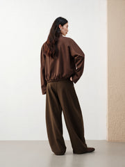 Women's barn-style cropped stand-collar jacket