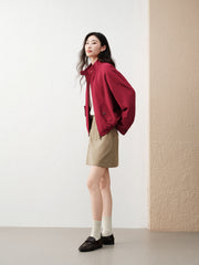 Women's barn-style cropped stand-collar jacket