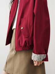 Women's barn-style cropped stand-collar jacket