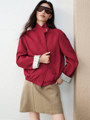 Women's barn-style cropped stand-collar jacket