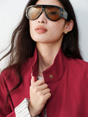 Women's barn-style cropped stand-collar jacket