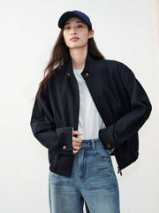 Women's barn-style cropped stand-collar jacket