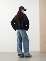 Women's barn-style cropped stand-collar jacket