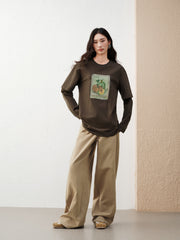 Women's Casual Paneled Long-Sleeve T-Shirt