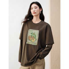 Women's Casual Paneled Long-Sleeve T-Shirt