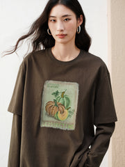 Women's Casual Paneled Long-Sleeve T-Shirt