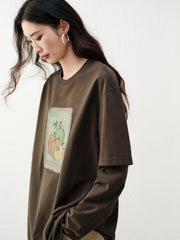 Women's Casual Paneled Long-Sleeve T-Shirt