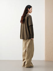 Women's Casual Paneled Long-Sleeve T-Shirt