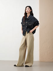 Women's Casual Cropped Cotton Denim Jacket