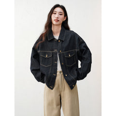 Women's Casual Cropped Cotton Denim Jacket
