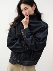 Women's Casual Cropped Cotton Denim Jacket
