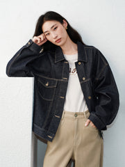 Women's Casual Cropped Cotton Denim Jacket