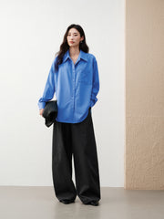 Women's Commuter Lightweight Blue Relaxed Shirt
