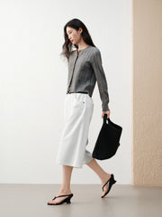 Women's Grey Cable-Knit Cropped Cardigan