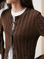 Women's Grey Cable-Knit Cropped Cardigan