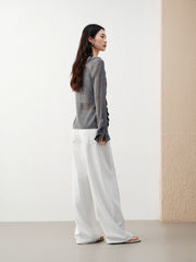 Women's Elegant Ruffle-Trim Knit Cardigan