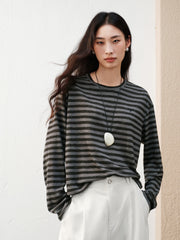 Women's Casual Striped Long-Sleeve Cover-Up