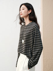 Women's Casual Striped Long-Sleeve Cover-Up