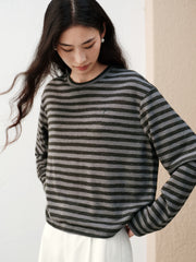 Women's Casual Striped Long-Sleeve Cover-Up