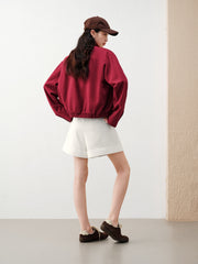 Women's barn-style cropped stand-collar jacket