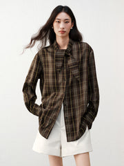 Women's Casual Wheat-Check Shirt