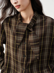 Women's Casual Wheat-Check Shirt