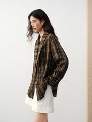Women's Casual Wheat-Check Shirt