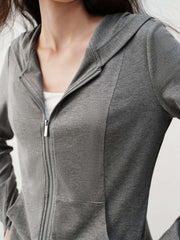 Women's Casual Hooded Slim-Fit Sweatshirt Jacket