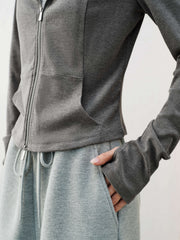 Women's Casual Hooded Slim-Fit Sweatshirt Jacket