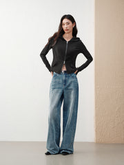 Women's Casual Hooded Slim-Fit Sweatshirt Jacket