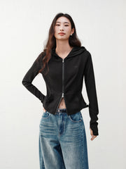 Women's Casual Hooded Slim-Fit Sweatshirt Jacket