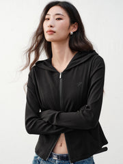 Women's Casual Hooded Slim-Fit Sweatshirt Jacket