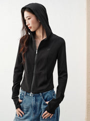 Women's Casual Hooded Slim-Fit Sweatshirt Jacket